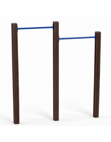 Attrezzo per sollevamento sulle braccia per esercizi ginnici con pali in alluminio rifinito in legno dark - cm 209x9x252h