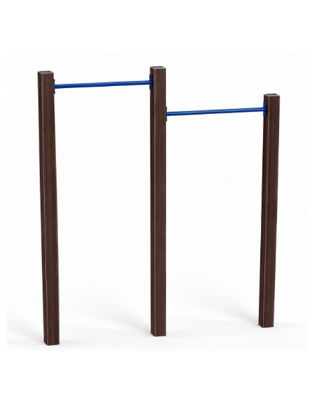 Attrezzo per sollevamento sulle braccia per esercizi ginnici con pali in alluminio rifinito in legno dark - cm 209x9x252h