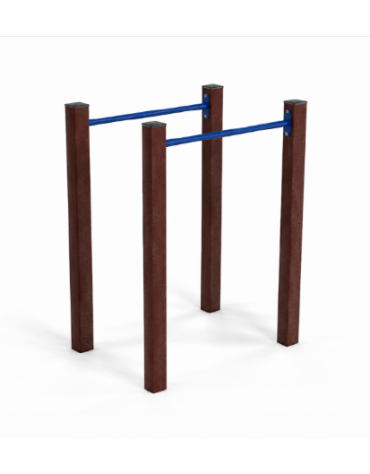 Parallele per esercizi ginnici con pali in plastica riciclata e tubi in acciaio - cm 109x79x142h