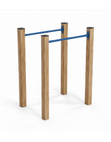 Parallele per esercizi ginnici con pali in legno termotrattato e tubi in acciaio - cm 109x79x142h