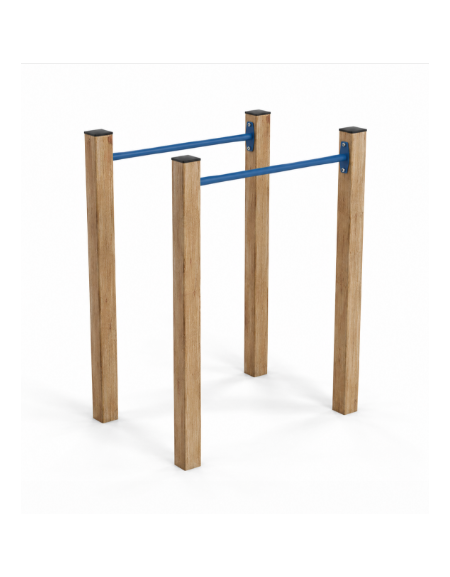 Parallele per esercizi ginnici con pali in legno termotrattato e tubi in acciaio - cm 109x79x142h