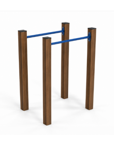 Parallele per esercizi ginnici con pali in alluminio rifinito in legno light e tubi in acciaio - cm 109x79x142h