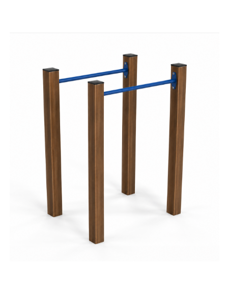 Parallele per esercizi ginnici con pali in alluminio rifinito in legno light e tubi in acciaio - cm 109x79x142h