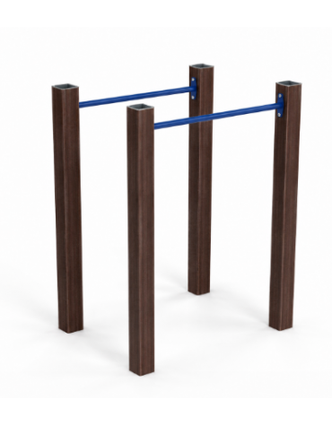 Parallele per esercizi ginnici con pali in alluminio rifinito in legno dark e tubi in acciaio - cm 109x79x142h