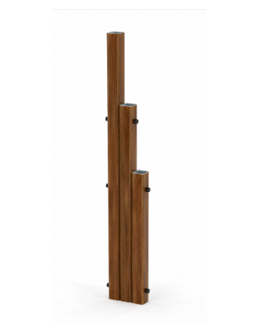 Attrezzatura per esercizi stretching con pali in alluminio rifinito in legno light di diverse altezze - cm 27x9x202h