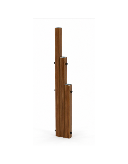 Attrezzatura per esercizi stretching con pali in alluminio rifinito in legno light di diverse altezze - cm 27x9x202h
