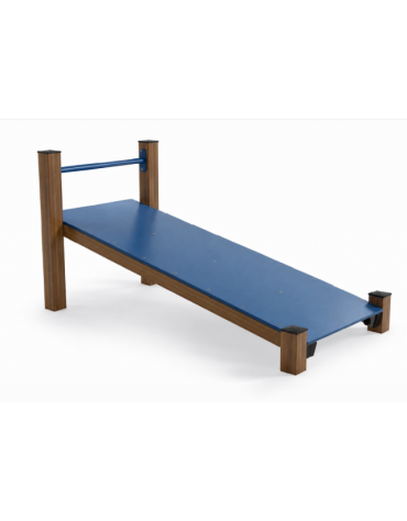 Panca inclinata per esercizi addominali con pali in alluminio rifinito in legno light e pianale in HDPE - cm 90x198x91h