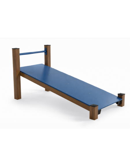 Panca inclinata per esercizi addominali con pali in alluminio rifinito in legno light e pianale in HDPE - cm 90x198x91h