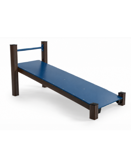 Panca inclinata per esercizi addominali con pali in alluminio rifinito in legno dark e pianale in HDPE - cm 90x198x91h