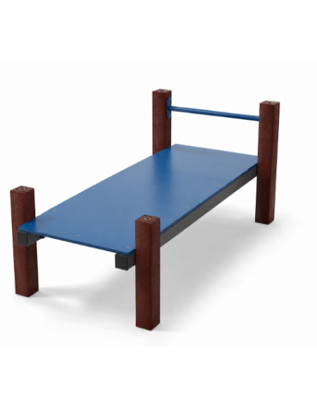 Panca piana per esercizi addominali con pali in plastica riciclata e pianale in HDPE - cm 90x200x82h