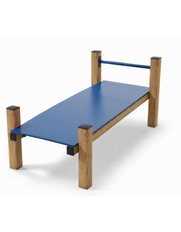 Panca piana per esercizi addominali con pali in legno termotrattato e pianale in HDPE - cm 90x200x82h
