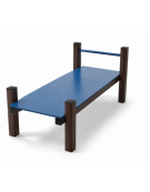 Panca piana per esercizi addominali con pali in alluminio rifinito in legno dark e pianale in HDPE - cm 90x200x82h