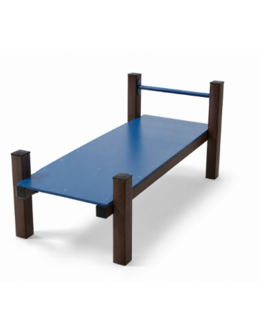 Panca piana per esercizi addominali con pali in alluminio rifinito in legno dark e pianale in HDPE - cm 90x200x82h
