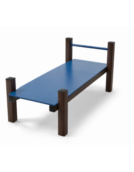 Panca piana per esercizi addominali con pali in alluminio rifinito in legno dark e pianale in HDPE - cm 90x200x82h