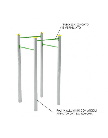 Attrezzo per sollevamento sulle braccia con pali in alluminio e tubi in acciaio - cm 109x109x252h