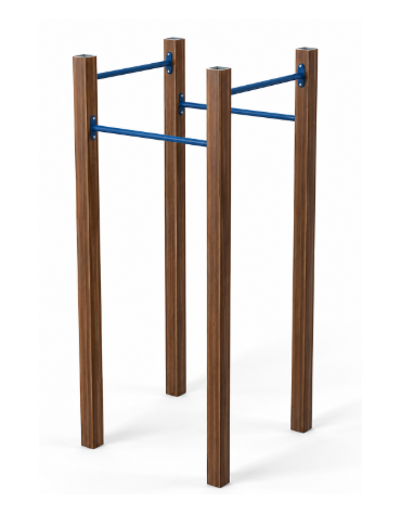 Attrezzo per sollevamento sulle braccia con pali in alluminio rifinito in legno light e tubi in acciaio - cm 109x109x252h