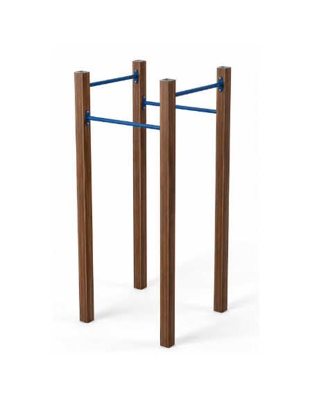 Attrezzo per sollevamento sulle braccia con pali in alluminio rifinito in legno light e tubi in acciaio - cm 109x109x252h