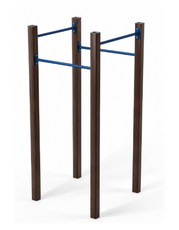 Attrezzo per sollevamento sulle braccia con pali in alluminio rifinito in legno dark e tubi in acciaio - cm 109x109x252h