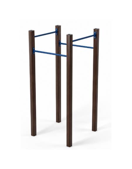 Attrezzo per sollevamento sulle braccia con pali in alluminio rifinito in legno dark e tubi in acciaio - cm 109x109x252h