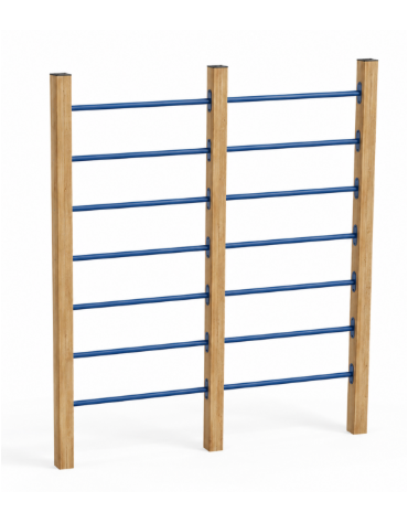 Struttura arrampicata per esercizi ginnici con pali in legno termotrattato e tubi in acciaio - cm 209x9x242h
