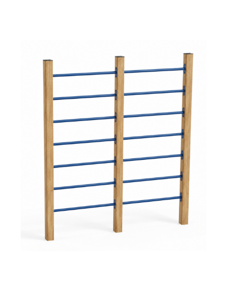 Struttura arrampicata per esercizi ginnici con pali in legno termotrattato e tubi in acciaio - cm 209x9x242h