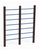 Struttura arrampicata per esercizi ginnici con pali in alluminio rifinito in legno dark e tubi in acciaio - cm 209x9x242h