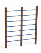 Struttura arrampicata per esercizi ginnici con pali in alluminio rifinito in legno light e tubi in acciaio - cm 209x9x242h
