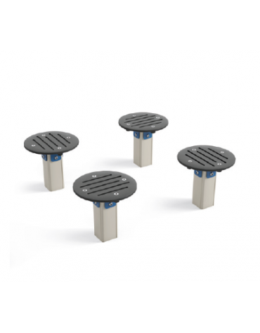 Elementi di equilibrio in alluminio con elemento circolare in HDPE - cm 90x90x28h