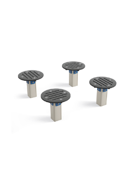 Elementi di equilibrio in alluminio con elemento circolare in HDPE - cm 90x90x28h