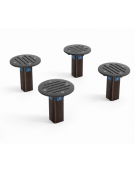 Elementi di equilibrio in alluminio rifinito in legno dark con elementi circolari in HDPE - cm 90x90x28h