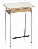 Banco monoposto per scuola con sottopiano in legno di faggio e poggiapiedi - STRUTTURA Ø mm.28 - CM 70X50X70H - GRANDEZZA 5