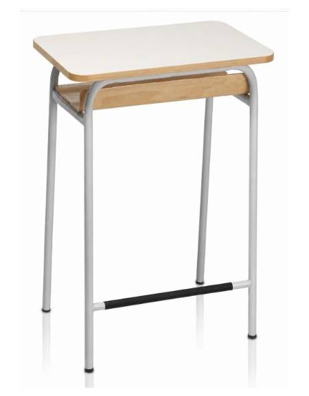 Banco monoposto per scuola con sottopiano in legno di faggio e poggiapiedi - STRUTTURA Ø mm.28 - CM 70X50X70H - GRANDEZZA 5