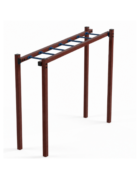 Arrampicata orizzontale per esercizi ginnici in plastica riciclata e tubi in acciaio - cm 299x84x251h