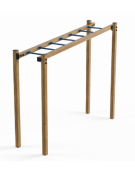 Arrampicata orizzontale per esercizi ginnici in legno termotrattato e tubi in acciaio - cm 299x84x251h