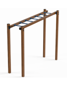 Arrampicata orizzontale per esercizi ginnici in alluminio rifinito in legno light e tubi in acciaio - cm 299x84x251h