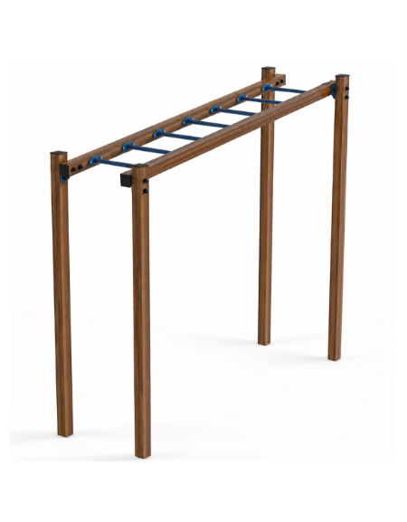 Arrampicata orizzontale per esercizi ginnici in alluminio rifinito in legno light e tubi in acciaio - cm 299x84x251h