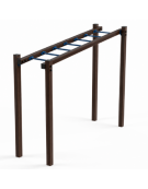 Arrampicata orizzontale per esercizi ginnici in alluminio rifinito in legno dark e tubi in acciaio - cm 299x84x251h