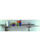 Mensola inox a muro con alzatina - Dimensioni cm 140x40x4h - altezza staffa 40 cm