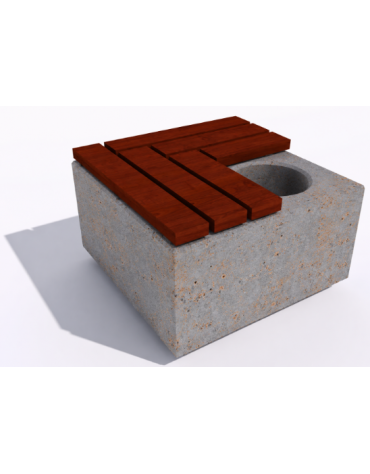 Panchina in cemento quadrata con fioriera cm Ø 30, colore Grigio travertino - seduta in legno - cm 80x80x45h - Conforme ai CAM