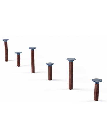 Pali per equilibrio realizzati in plastica riciclata con elementi circolari in HDPE - cm  625x30x98h