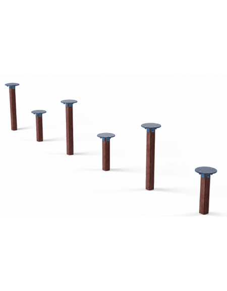 Pali per equilibrio realizzati in plastica riciclata con elementi circolari in HDPE - cm  625x30x98h
