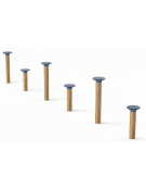 Pali per equilibrio realizzati in legno di pino termotrattato con elementi circolari in HDPE - cm  625x30x98h