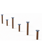 Pali per equilibrio realizzati in alluminio rifinito in legno light con elementi circolari in HDPE - cm  625x30x98h