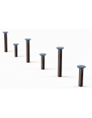 Pali per equilibrio realizzati in alluminio rifinito in legno dark con elementi circolari in HDPE - cm  625x30x98h