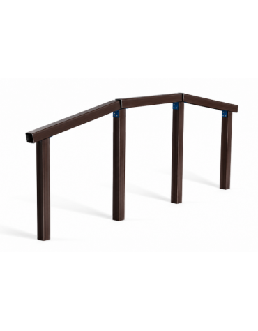 Struttura per salti e passaggi realizzata in alluminio rifinito in legno dark - staffe in acciaio zincato - cm 362x9x129h