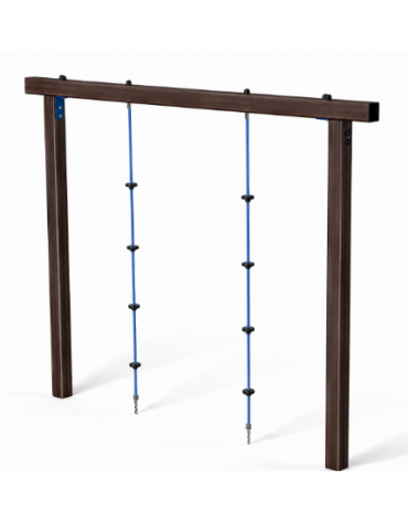 Struttura per arrampicata realizzata in alluminio rifinito in legno dark con due corde - cm 300x9x219h