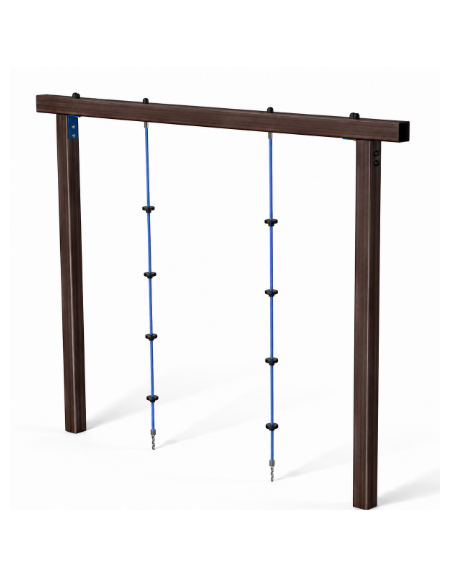Struttura per arrampicata realizzata in alluminio rifinito in legno dark con due corde - cm 300x9x219h