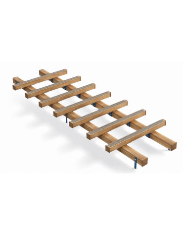 Attrezzatura a binario realizzata in legno di pino termotrattato - cm 305x100x25h