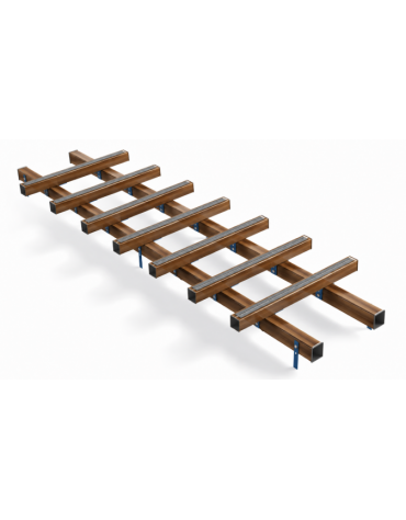 Attrezzatura a binario realizzata in alluminio rifinito in legno light - cm 305x100x25h