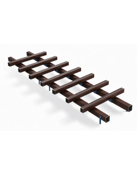 Attrezzatura a binario realizzata in alluminio rifinito in legno dark - cm 305x100x25h